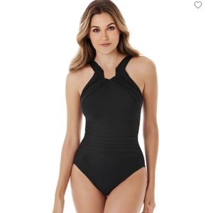 Miraclesuit Rock Solid Aphrodite Black One-Piece Swimsuit NWT